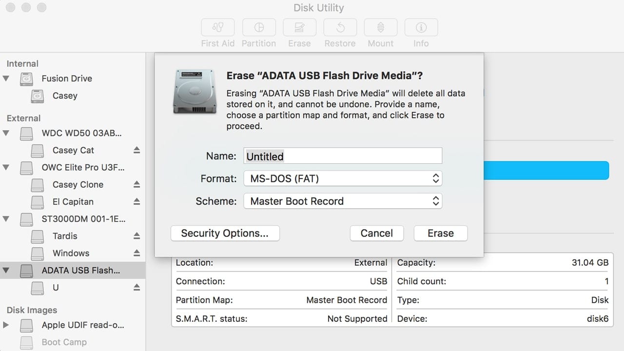 mac os reformatting usb waiting for partitions to activate